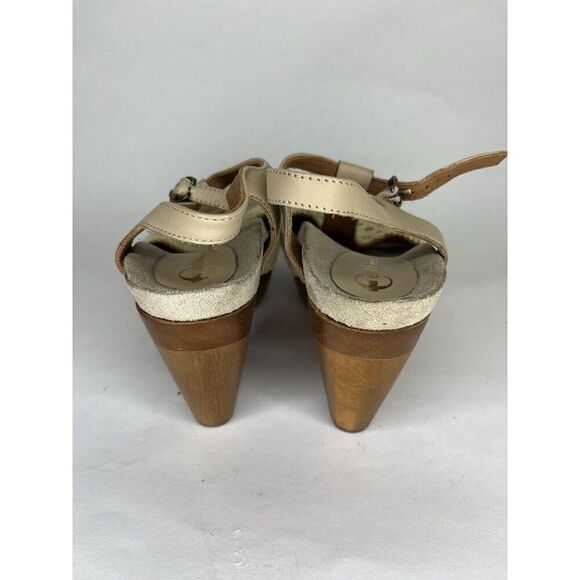 Earthies Beige Knit Leather Peep Ankle Strap Heel Sandals Women’s Sz 8B US/39EU - Picture 11 of 11